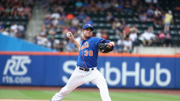 NEW YORK, NY - JULY 15: Anthony Swarzak #38 of the New York Mets pitches against the Washington Nationals during their game at Citi Field on July 15, 2018 in New York City. (Photo by Al Bello/Getty Images)