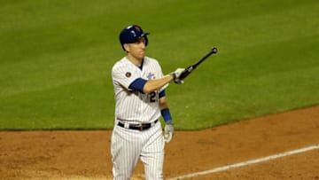 NEW YORK, NY - AUGUST 02: Todd Frazier #21 of the New York Mets reacts after striking out in the ninth inning against the Atlanta Braves on August 2, 2018 at Citi Field in the Flushing neighborhood of the Queens borough of New York City. (Photo by Elsa/Getty Images)