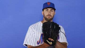 PORT ST. LUCIE, FLORIDA - FEBRUARY 21: David Peterson #77 of the New York Mets poses for a photo on Photo Day at First Data Field on February 21, 2019 in Port St. Lucie, Florida. (Photo by Michael Reaves/Getty Images)