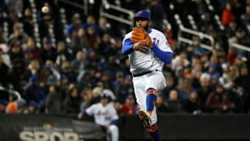 NEW YORK, NEW YORK - APRIL 10: Amed Rosario #1 of the New York Mets makes an out at first against the Minnesota Twins at Citi Field on April 10, 2019 in the Flushing neighborhood of the Queens borough of New York City. (Photo by Michael Owens/Getty Images)