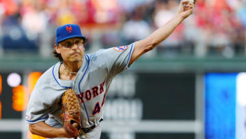 PHILADELPHIA, PA - JUNE 26: Pitcher Jason Vargas #44 of the New York Mets delivers a pitch against the Philadelphia Phillies during the first inning of a baseball game at Citizens Bank Park on June 26, 2019 in Philadelphia, Pennsylvania. (Photo by Rich Schultz/Getty Images)