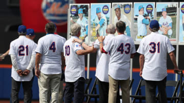 NEW YORK, NEW YORK - JUNE 29: The 1969 New York Mets are honored during the 50th Anniversary of the Mets winning the World Series in 1969 at Citi Field on June 29, 2019 in New York City. (Photo by Al Bello/Getty Images)