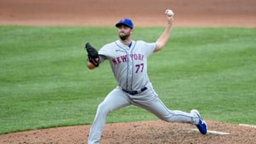 BALTIMORE, MD - SEPTEMBER 02: David Peterson #77 of the New York Mets pitches in the fifth inning against the Baltimore Orioles at Oriole Park at Camden Yards on September 2, 2020 in Baltimore, Maryland. (Photo by Greg Fiume/Getty Images)