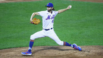 NEW YORK, NEW YORK - AUGUST 07: Chasen Shreve #47 of the New York Mets pitches against the Miami Marlinsduring their game at Citi Field on August 07, 2020 in New York City. (Photo by Al Bello/Getty Images)