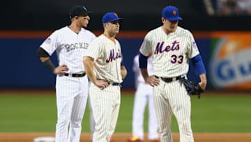 NEW YORK, NY - JULY 16: National League All-Star David Wright #5 of the New York Mets and National League All-Star Matt Harvey #33 of the New York Mets talk on the pitchers mound during the 84th MLB All-Star Game on July 16, 2013 at Citi Field in the Flushing neighborhood of the Queens borough of New York City. (Photo by Elsa/Getty Images)