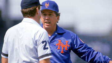 1990: Manager Davey Johnson of the New York Mets argues with an umpire during a game in the 1990 season. ( Photo by: Jonathan Daniel/Getty Images)