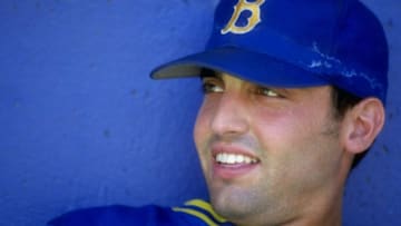 2 May 1998: A portrait of Eric Valent #3 of Portland State as he sits in the dug-out during the game against the UCLA Bruins at Jackie Robinson Stadium in Los Angeles, California. UCLA defeated Portland State 4-3. Mandatory Credit: Harry How /Allsport