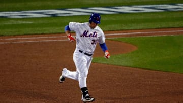 NEW YORK, NY - OCTOBER 31: Michael Conforto #30 of the New York Mets rounds the bases after hitting a solo home run in the fifth inning against Danny Duffy #41 of the Kansas City Royals during Game Four of the 2015 World Series at Citi Field on October 31, 2015 in the Flushing neighborhood of the Queens borough of New York City. (Photo by Mike Stobe/Getty Images)