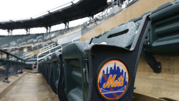 NEW YORK, NEW YORK - APRIL 09: The New York Mets logo adorns a seat before a game against the Philadelphia Phillies at Citi Field on April 9, 2016 in the Flushing neighborhood of the Queens borough of New York City. (Photo by Rich Schultz/Getty Images)