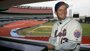 FLUSHING, NEW YORK - NOVEMBER 29: Billy Wagner poses at a press conference to announce his signing a four year contract with the New York Mets worth a guaranteed $43 million on November 29, 2005 at Shea Stadium in Flushing, New York. (Photo by Nick Laham/Getty Images)