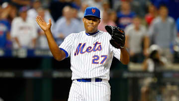 NEW YORK, NY - AUGUST 31: Jeurys Familia #27 of the New York Mets reacts after the final out of a game against the Miami Marlins at Citi Field on August 31, 2016 in the Flushing neighborhood of the Queens borough of New York City. (Photo by Jim McIsaac/Getty Images)