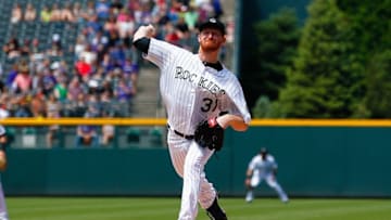 May 28, 2016; Denver, CO, USA; Colorado Rockies starting pitcher Eddie Butler (31) delivers a pitch in the first inning against the San Francisco Giants at Coors Field. Mandatory Credit: Isaiah J. Downing-USA TODAY Sports
