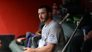 May 1, 2016; Phoenix, AZ, USA; Colorado Rockies starting pitcher Chad Bettis (35) looks on against the Arizona Diamondbacks during the fifth inning at Chase Field. The Rockies won 6-3. Mandatory Credit: Joe Camporeale-USA TODAY Sports