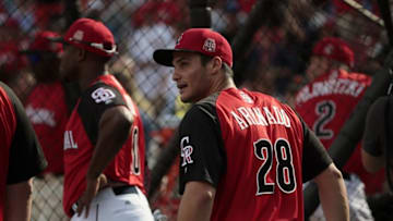 Jul 13, 2015; Cincinnati, OH, USA; National League third baseman Nolan Arenado (28) of the Colorado Rockies during workout day the day before the 2015 MLB All Star Game at Great American Ballpark. Mandatory Credit: David Kohl-USA TODAY Sports