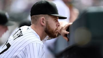 Jun 29, 2016; Denver, CO, USA; Colorado Rockies shortstop Trevor Story (27) leans on the dugout in the eighth inning against the Toronto Blue Jays at Coors Field. The Blue Jays defeated the Rockies 5-3. Mandatory Credit: Ron Chenoy-USA TODAY Sports
