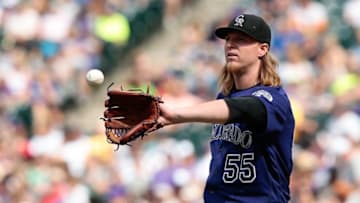 Sep 4, 2016; Denver, CO, USA; Colorado Rockies starting pitcher Jon Gray (55) in the third inning against the Arizona Diamondbacks at Coors Field. Mandatory Credit: Isaiah J. Downing-USA TODAY Sports