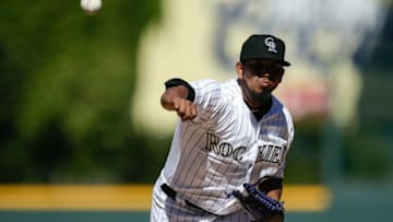 Oct 2, 2016; Denver, CO, USA; Colorado Rockies starting pitcher German Marquez (67) delivers a pitch in the first inning against the Milwaukee Brewers at Coors Field. Mandatory Credit: Isaiah J. Downing-USA TODAY Sports