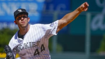 DENVER, CO - SEPTEMBER 09: Tyler Anderson #44 of the Colorado Rockies pitches against the Los Angeles Dodgers in the first inning at Coors Field on September 9, 2018 in Denver, Colorado. (Photo by Joe Mahoney/Getty Images)