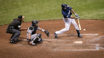 MILWAUKEE, WISCONSIN - MAY 01: Lorenzo Cain #6 of the Milwaukee Brewers grounds out in the sixth inning against the Colorado Rockies at Miller Park on May 01, 2019 in Milwaukee, Wisconsin. (Photo by Dylan Buell/Getty Images)