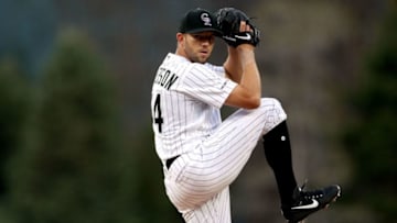 DENVER, COLORADO - MAY 03: Starting pitcher Tyler Anderson #44 of the Colorado Rockies throws in the first inning against the Arizona Diamondbacks at Coors Field on May 03, 2019 in Denver, Colorado. (Photo by Matthew Stockman/Getty Images)