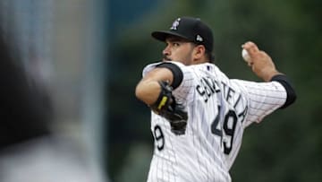 DENVER, CO - AUGUST 30: Starting pitcher Antonio Senzatela #49 of the Colorado Rockies pitches against the Pittsburgh Pirates in the first inning at Coors Field on August 30, 2019 in Denver, Colorado. (Photo by Joe Mahoney/Getty Images)