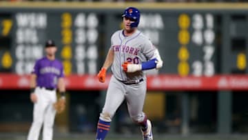 DENVER, COLORADO - SEPTEMBER 17: Pete Alonso #20 of the New York Mets circles the bases after hitting a solo home run in the sixth inning against the Colorado Rockies at Coors Field on September 17, 2019 in Denver, Colorado. (Photo by Matthew Stockman/Getty Images)