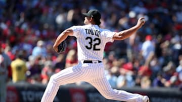 DENVER, CO - SEPTEMBER 12: Jesus Tinoco #32 of the Colorado Rockies pitches during the game against the St. Louis Cardinals at Coors Field on September 12, 2019 in Denver, Colorado. The Cardinals defeated the Rockies 10-3. (Photo by Rob Leiter/MLB Photos via Getty Images)