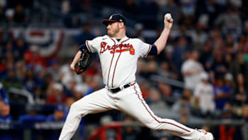 ATLANTA, GEORGIA - OCTOBER 23: Tyler Matzek #68 of the Atlanta Braves throws a pitch during the seventh inning of Game Six of the National League Championship Series against the Los Angeles Dodgers at Truist Park on October 23, 2021 in Atlanta, Georgia. (Photo by Michael Zarrilli/Getty Images)