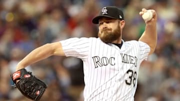 DENVER, CO - MAY 07: Mike Dunn #38 of the Colorado Rockies pitches in the eighth inning against the Arizona Diamondbacks at Coors Field on May 7, 2017 in Denver, Colorado. (Photo by Matthew Stockman/Getty Images)