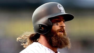 DENVER, CO - JUNE 15: Charlie Blackmon #19 of the Coloarado Rockies rounds thrid base to score on a D.J. LeMahieu single in the first inning against the San Francisco Giants at Coors Field on June 15, 2017 in Denver, Colorado. (Photo by Matthew Stockman/Getty Images)