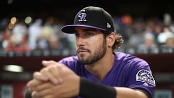 PHOENIX, AZ - JUNE 30: Mike Tauchman #3 of the Colorado Rockies leans on the dugout railing before the start of the MLB game against the Arizona Diamondbacks at Chase Field on June 30, 2017 in Phoenix, Arizona. (Photo by Christian Petersen/Getty Images)
