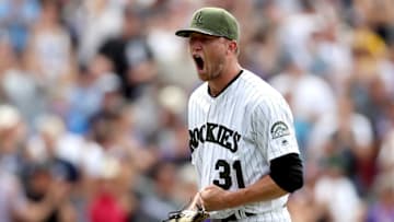 DENVER, CO - JULY 09: Starting pitcher Kyle Freeland #31 of the Colorado Rockies celebrates the thrid out of the eighth inning against the Chicago White Sox at Coors Field on July 9, 2017 in Denver, Colorado. (Photo by Matthew Stockman/Getty Images)