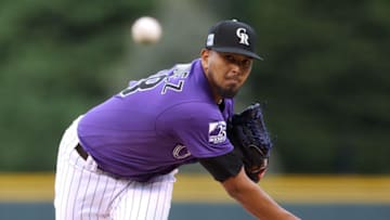 DENVER, CO - MAY 10: Starting pitcher German Marquez #48 of the Colorado Rockies throws in the first inning against the Milwaukee Brewers at Coors Field on May 10, 2018 in Denver, Colorado. (Photo by Matthew Stockman/Getty Images)