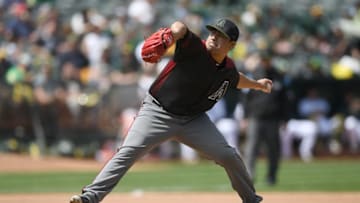 OAKLAND, CA - MAY 26: Jorge De La Rosa #29 of the Arizona Diamondbacks pitches against the Oakland Athletics in the bottom of the seventh inning at the Oakland Alameda Coliseum on May 26, 2018 in Oakland, California. (Photo by Thearon W. Henderson/Getty Images)