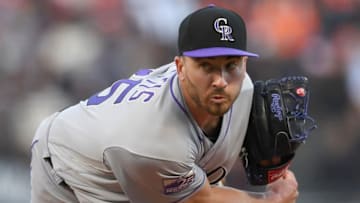 SAN FRANCISCO, CA - JUNE 26: Chad Bettis #35 of the Colorado Rockies pitches against the San Francisco Giants in the bottom of the first inning at AT&T Park on June 26, 2018 in San Francisco, California. (Photo by Thearon W. Henderson/Getty Images)