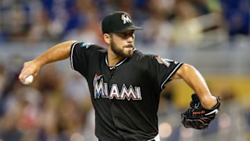 MIAMI, FL - JUNE 30: Kyle Barraclough #46 of the Miami Marlins delivers a pitch in the ninth inning against the New York Mets at Marlins Park on June 30, 2018 in Miami, Florida. (Photo by Michael Reaves/Getty Images)