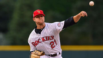 DENVER, CO - JULY 2: Kyle Freeland #21 of the Colorado Rockies pitches against the San Francisco Giants in the first inning of a game at Coors Field on July 2, 2018 in Denver, Colorado. (Photo by Dustin Bradford/Getty Images)