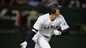 TOKYO, JAPAN - NOVEMBER 12: Shohei Ohtani #16 of Japan hits a solo homer in the fifth inning during the international friendly match between Japan and Netherlands at the Tokyo Dome on November 12, 2016 in Tokyo, Japan. (Photo by Masterpress/Getty Images)