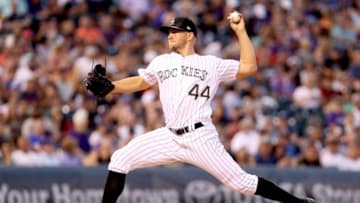 DENVER, CO - MAY 06: Starting pitcher Tyler Anderson #44 of the Colorado Rockies throws in the fifth inning against the Arizona Diamondbacks at Coors Field on May 6, 2017 in Denver, Colorado. (Photo by Matthew Stockman/Getty Images)
