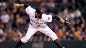 DENVER, CO - AUGUST 05: Pitcher Pat Neshek #37 of the Colorado Rockies throws in the ninth inning against the Philadelphia Phillies at Coors Field on August 5, 2017 in Denver, Colorado. (Photo by Matthew Stockman/Getty Images)