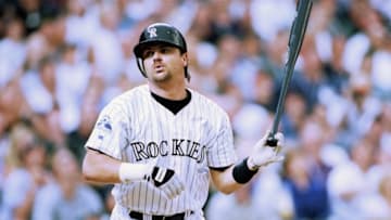 DENVER - JULY 7: Larry Walker #33 of the National League bats during the MLB All-Star Game at Coors Field on July 7, 1998 in Denver, Colorado. The American League defeated the National League 13-8. (Photo by: Brian Bahr/Getty Images)
