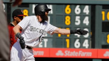 DENVER, CO - SEPTEMBER 03: Charlie Blackmon #19 of the Colorado Rockies argues with a call in the fifth inning at Coors Field on September 3, 2017 in Denver, Colorado. (Photo by Joe Mahoney/Getty Images)