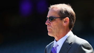 DENVER, CO - APRIL 09: Dick Monfort, Owner/Chairman and CEO of the Colorado Rockies, looks on during batting practice as the Rockies host the San Francisco Giants on Opening Day at Coors Field on April 9, 2012 in Denver, Colorado. (Photo by Doug Pensinger/Getty Images)
