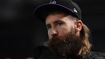 PHOENIX, AZ - OCTOBER 04: Charlie Blackmon #19 of the Colorado Rockies warms up during batting practice before the National League Wild Card game against the Arizona Diamondbacks at Chase Field on October 4, 2017 in Phoenix, Arizona. (Photo by Norm Hall/Getty Images)