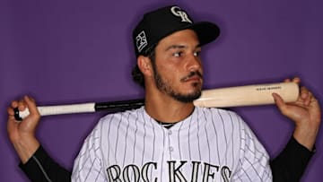 SCOTTSDALE, AZ - FEBRUARY 22: Nolan Arenado #28 of the Colorado Rockies poses on photo day during MLB Spring Training at Salt River Fields at Talking Stick on February 22, 2018 in Scottsdale, Arizona. (Photo by Patrick Smith/Getty Images)