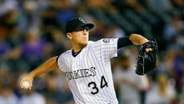 DENVER, CO - SEPTEMBER 6: Relief pitcher Jeff Hoffman #34 of the Colorado Rockies delivers to home plate during the sixth inning against the San Francisco Giants at Coors Field on September 6, 2017 in Denver, Colorado. (Photo by Justin Edmonds/Getty Images)