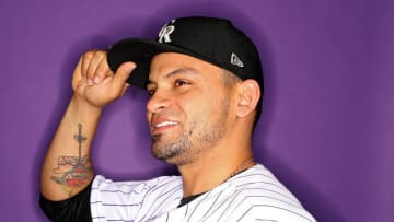 SCOTTSDALE, AZ - FEBRUARY 22: Gerardo Parra #8 of the Colorado Rockies poses on photo day during MLB Spring Training at Salt River Fields at Talking Stick on February 22, 2018 in Scottsdale, Arizona. (Photo by Patrick Smith/Getty Images)