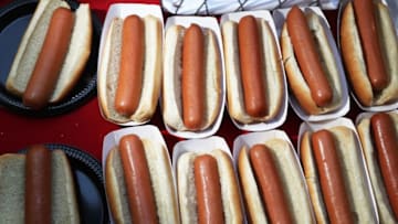 WASHINGTON, DC - JULY 19: Hot dogs are on ready to be eaten during the American Meat Institute's annual Hot Dog Lunch in the Rayburn courtyard on July 19, 2017 in Washington, DC. The hot dog lunch held during National Hot Dog month has been celebrated for decades in Washington, more than 1,000 lawmakers, Administration officials and Capitol Hill staff enjoy the hot dogs. (Photo by Joe Raedle/Getty Images)