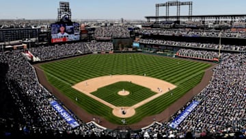 DENVER, CO - APRIL 22: The Colorado Rockies play the Chicago Cubs at Coors Field on April 22, 2018 in Denver, Colorado. (Photo by Matthew Stockman/Getty Images)