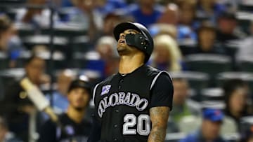 NEW YORK, NY - MAY 05: Ian Desmond #20 of the Colorado Rockies reacts after striking out in the eighth inning against the New York Mets at Citi Field on May 5, 2018 in the Flushing neighborhood of the Queens borough of New York City. (Photo by Mike Stobe/Getty Images)